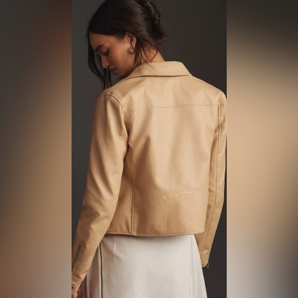 Anthropology Saige Faux Leather BLACK Moto Jacket Size Small - Picture 2 of 12